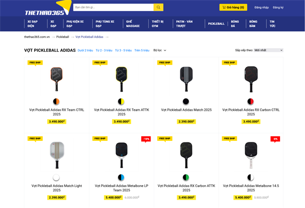 Mua vợt Pickleball Adidas chính hãng, giá rẻ ở đâu uy tín?