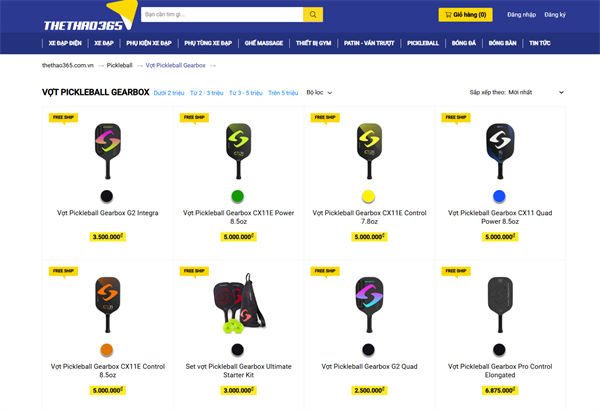 Mua vợt Pickleball Gearbox ở đâu chính hãng?