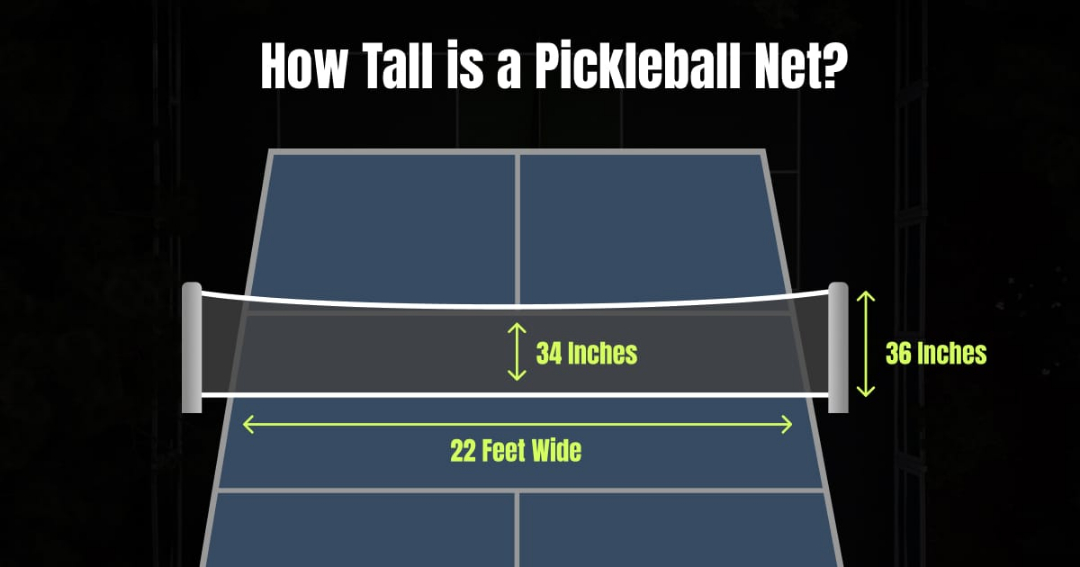 Chiều cao hai đầu lưới: 91,4cm – chính giữa: 86,4cm theo chuẩn USA Pickleball