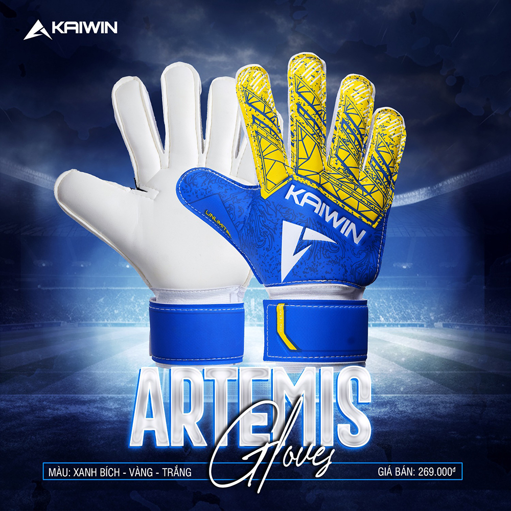 găng tay thủ môn Kaiwin Artemis xanh dương
