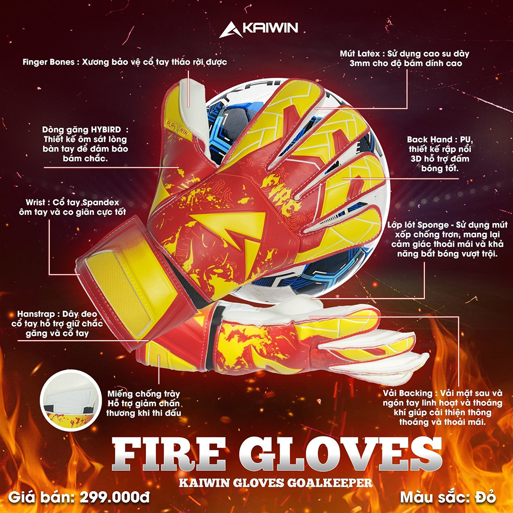 găng tay thủ môn Kaiwin Fire 4