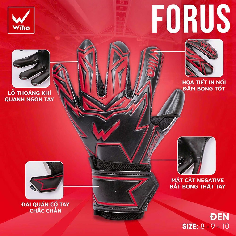 găng tay thủ môn Wika Forus đỏ