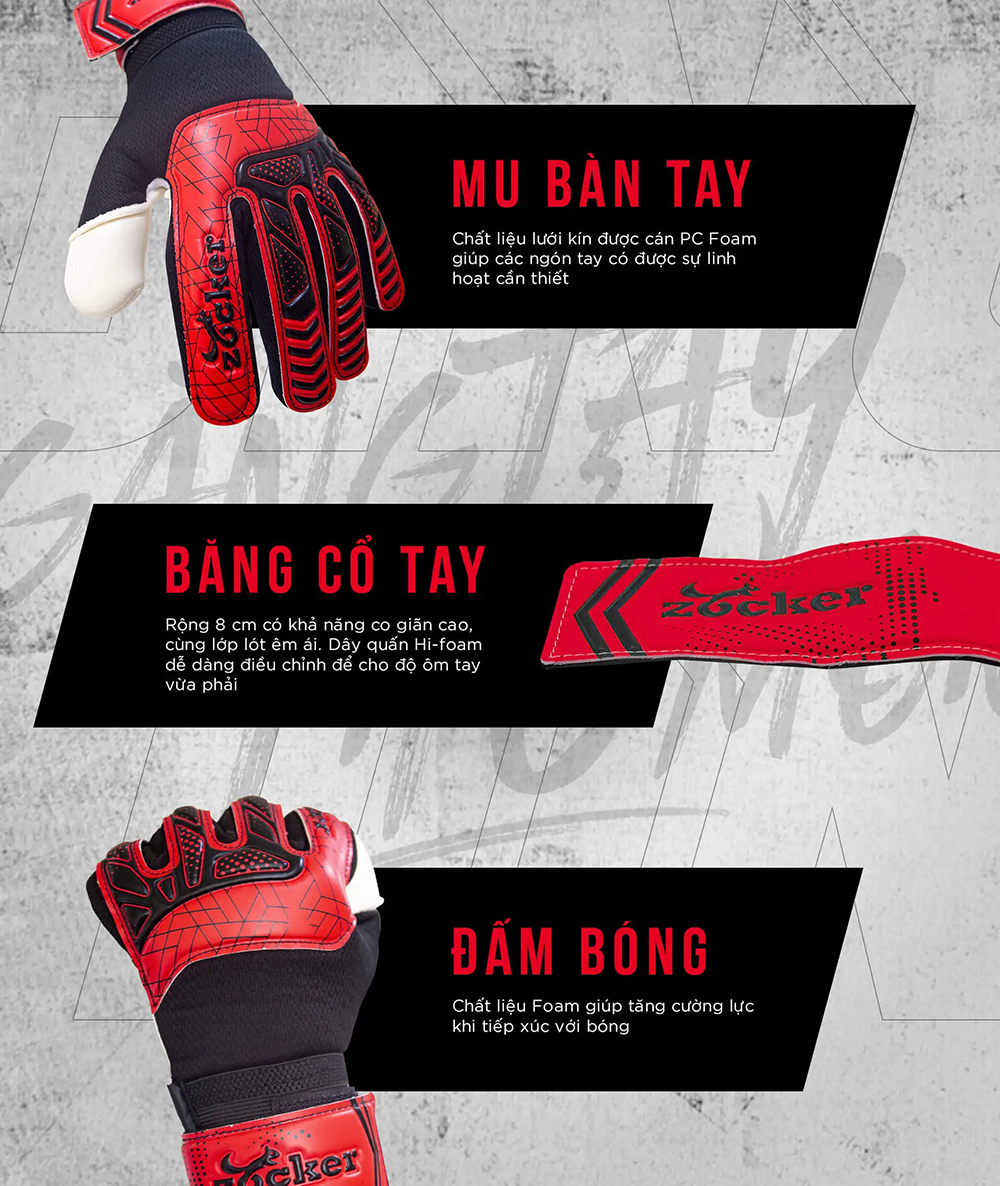găng tay thủ môn Zocker Gloves Dino 3