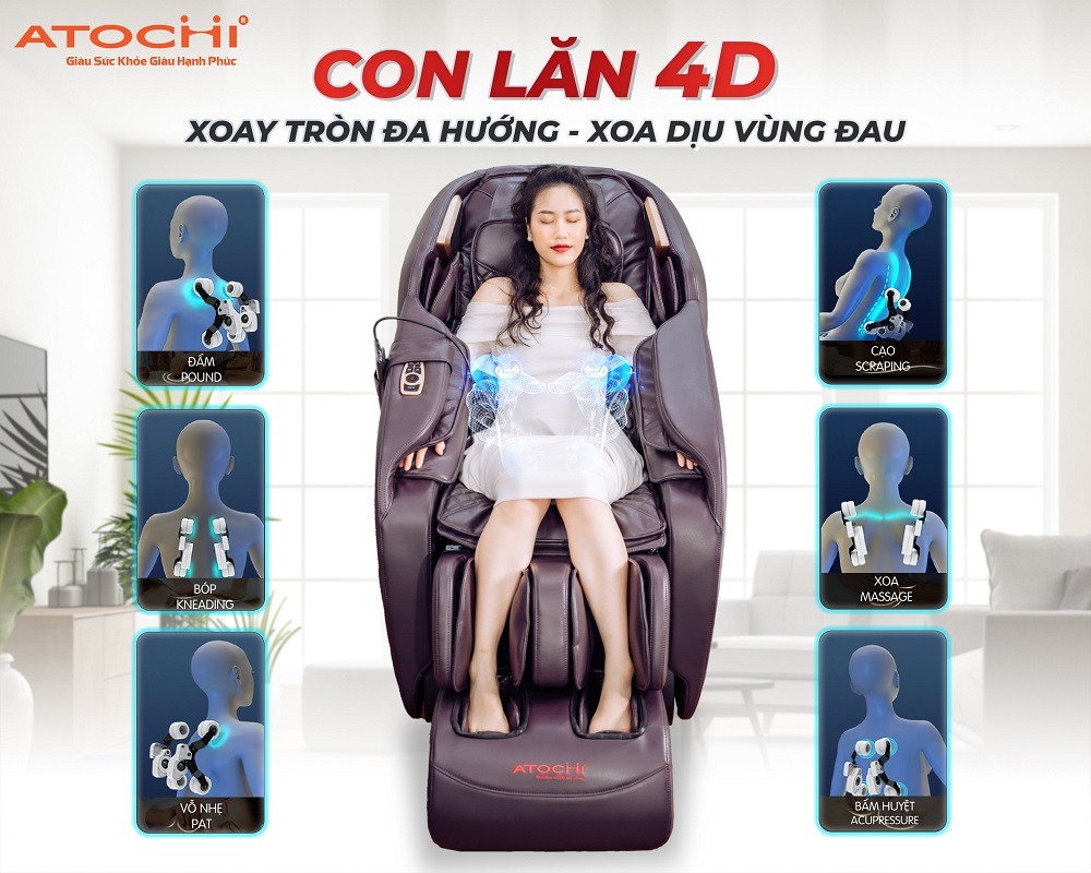 Ghế massage Atochi AT-228 con lăn 4D