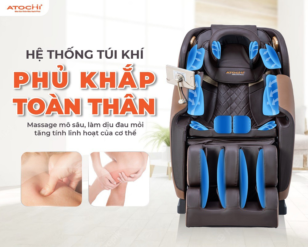 Ghế masage tích hợp Hệ thống túi khí  - giảm căng thẳng, mệt mỏi hiệu quả