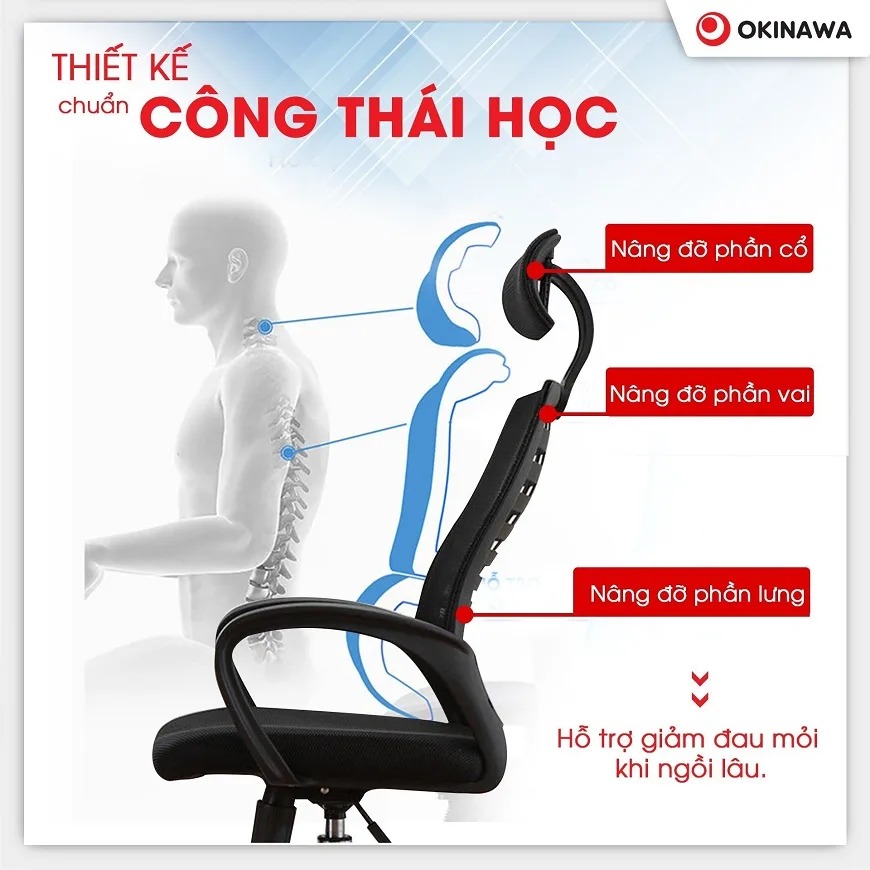 ghế lưới xoay văn phòng Okinawa 3001 3