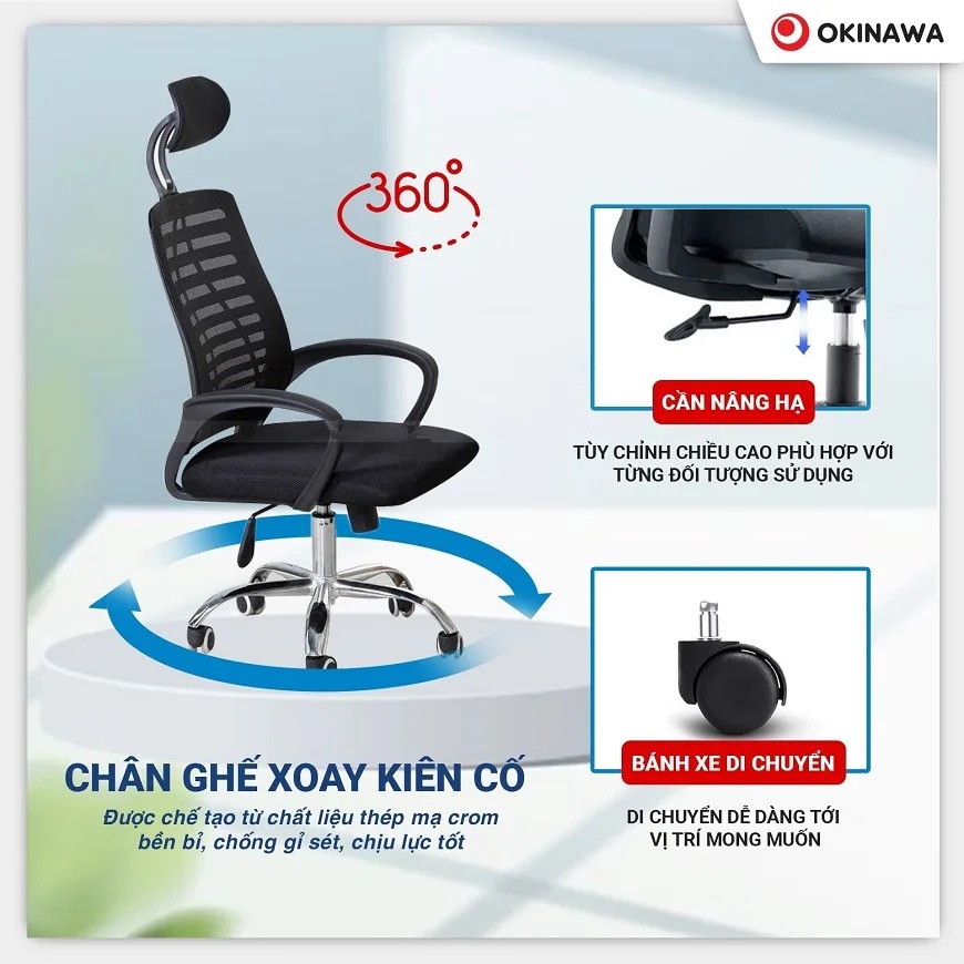 ghế lưới xoay văn phòng Okinawa 3001 5