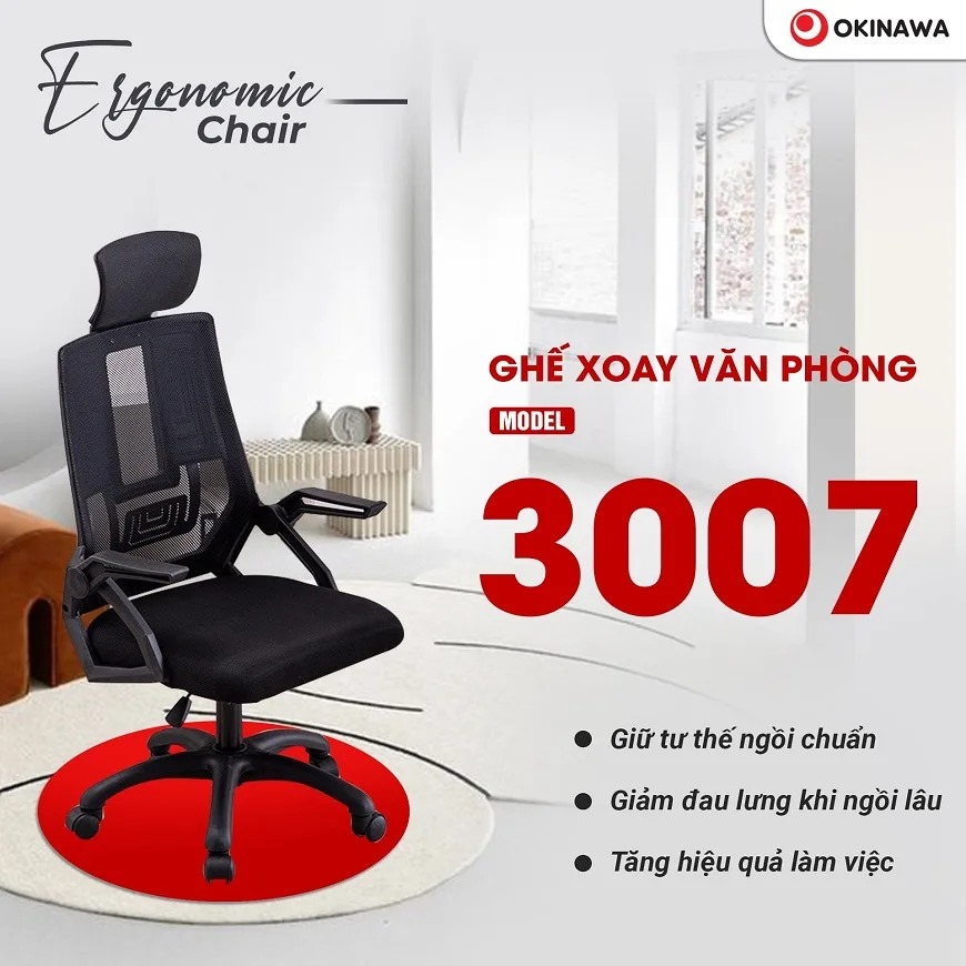 ghế lưới xoay văn phòng Okinawa 3007 1