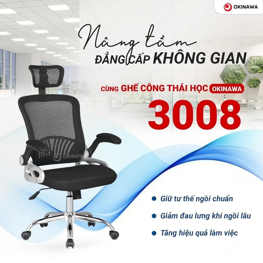 ghế lưới xoay văn phòng Okinawa 3008 1