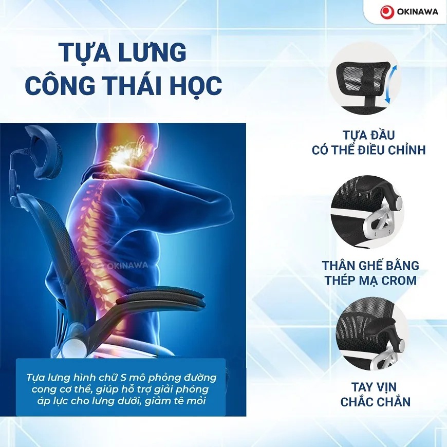 ghế lưới xoay văn phòng Okinawa 3008 3