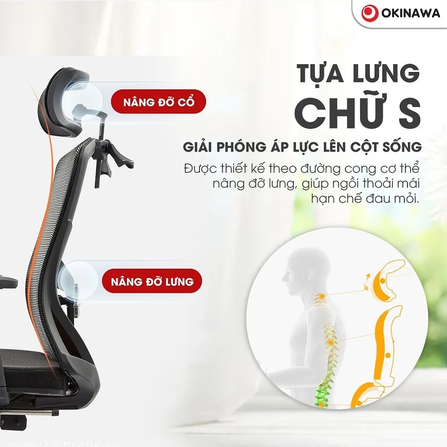 ghế công thái học Okinawa 3022 4