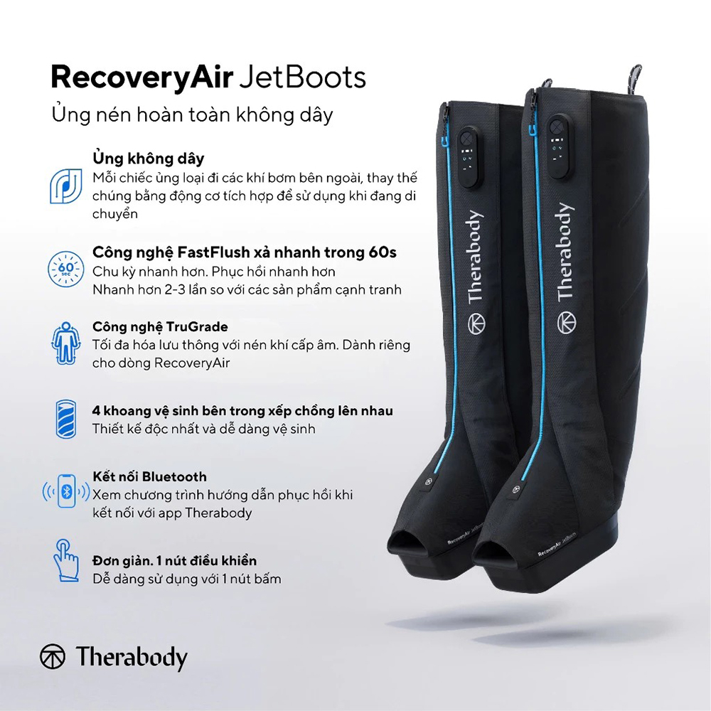 máy massage bắp chân nén khí Therabody RecoveryAir JetBoots 2