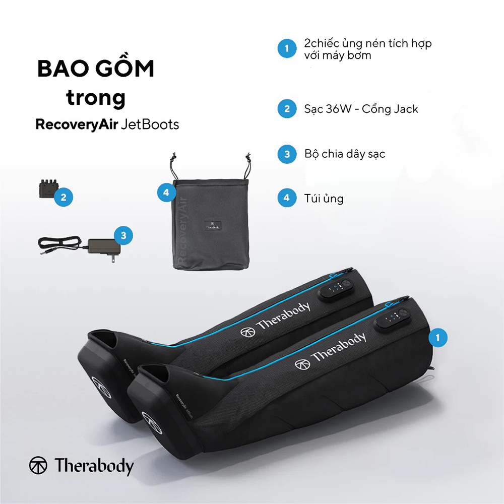 máy massage bắp chân nén khí Therabody RecoveryAir JetBoots 6