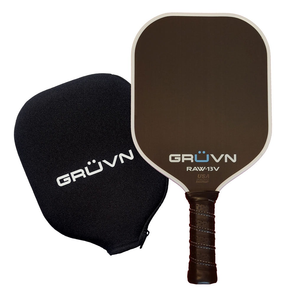 vợt Pickleball GRUVN RAW-13V đen trắng