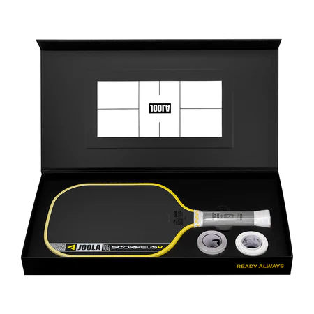White background, product image showing the contents of the Pro V purchase. Paddle, edge guard tape and grip tape included.