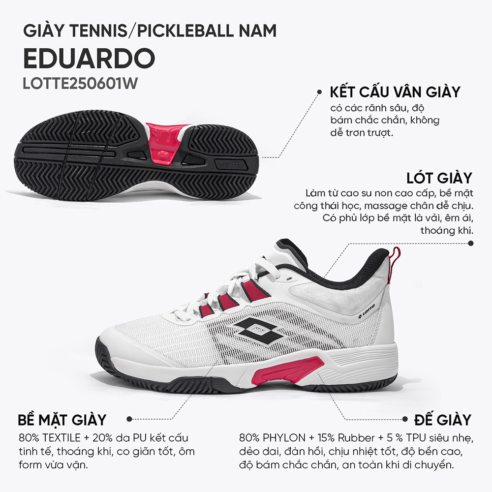 giày Tennis/Pickleball Lotto Eduardo LOTTE0601W 2