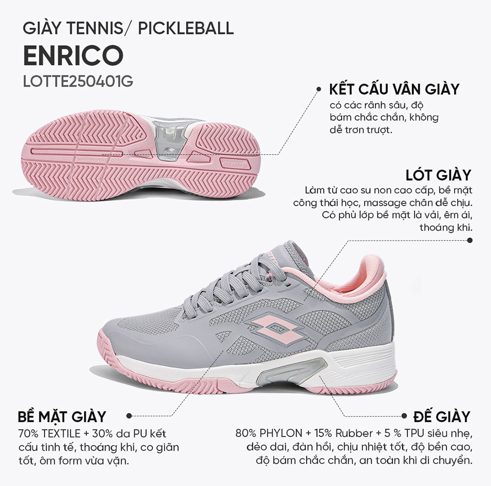 giày Tennis/Pickleball Lotto Enrico LOTTE0401G 2