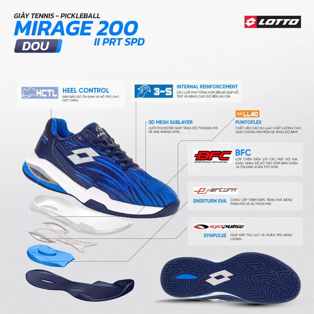 giày Tennis/Pickleball Lotto MIRAGE 200 II PRT SPD LOTTE0304N x2