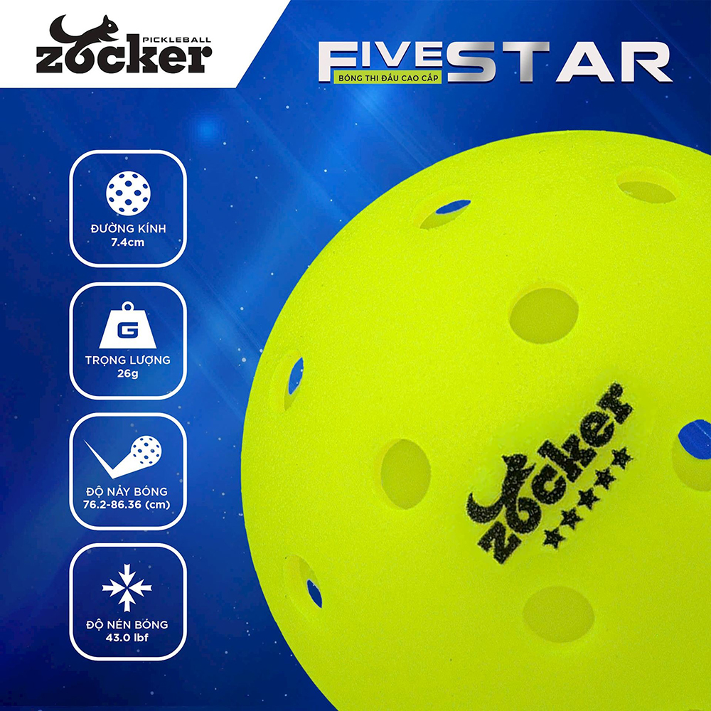 bóng thi đấu Pickleball Zocker Five Star (Quả) 7