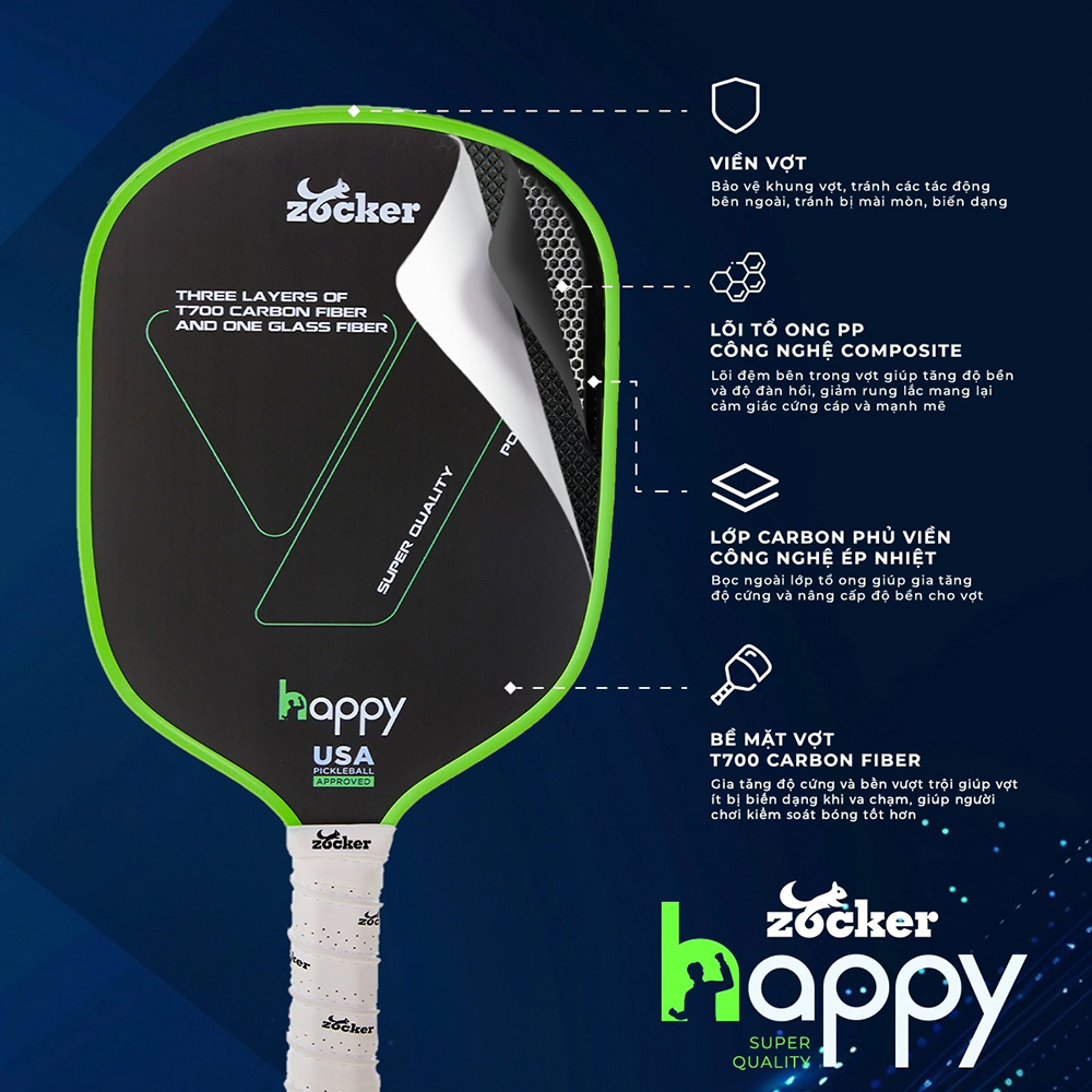 vợt Pickleball Zocker Happy HP2 Super Quality 2