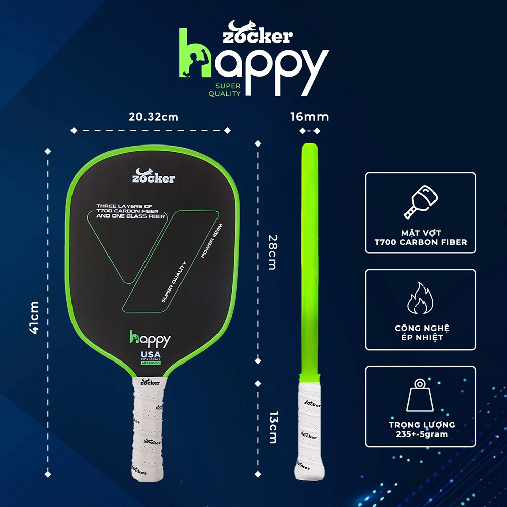 vợt Pickleball Zocker Happy HP2 Super Quality 3