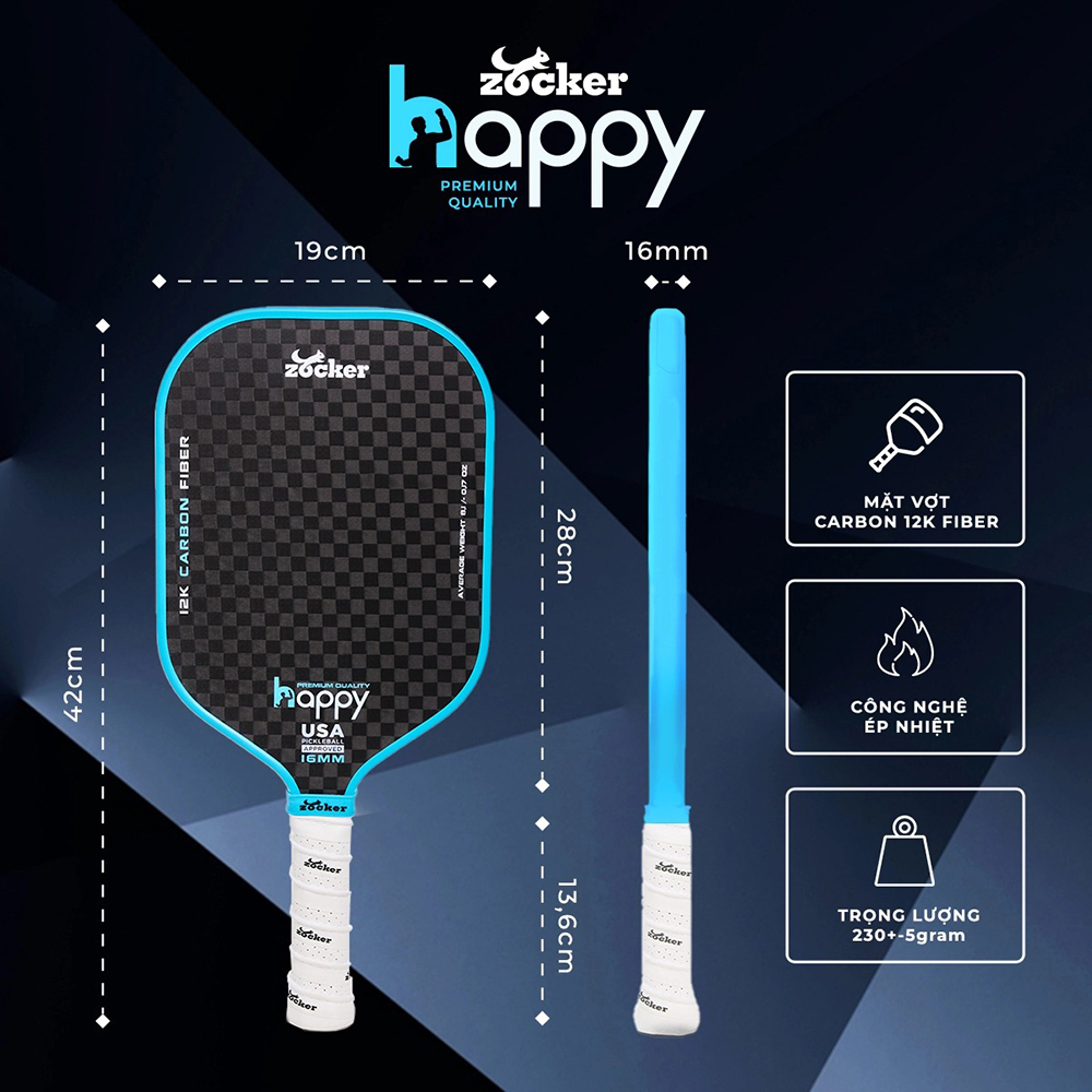 vợt Pickleball Zocker Happy HP3 Premium Quality 2