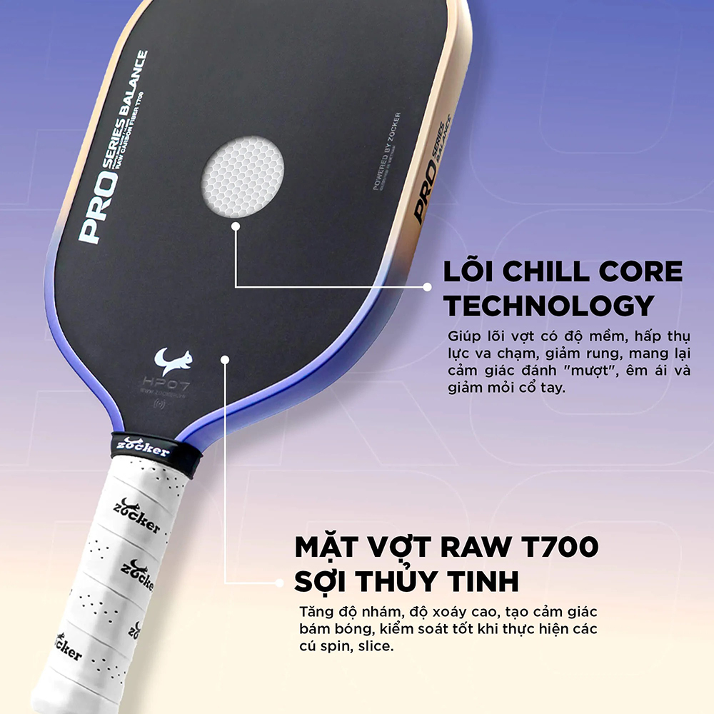 vợt Pickleball Zocker Happy HP07 Pro Series Balance 3