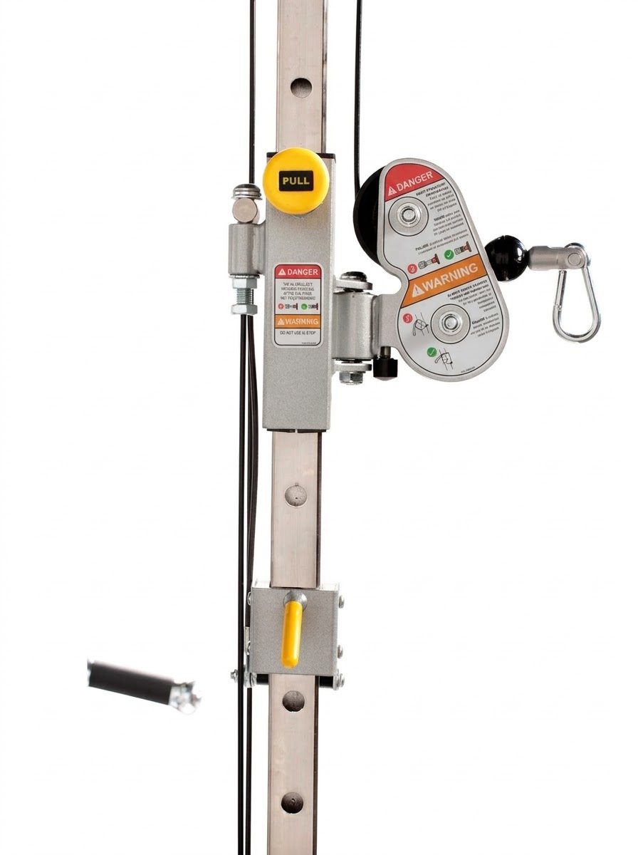 ### RÒNG RỌC ĐIỀU CHỈNH 23 VỊ TRÍ  Hệ thống ròng rọc trên HOIST H4400 có khả năng điều chỉnh độ cao với **23 vị trí khác nhau**, giúp người tập dễ dàng thay đổi vị trí tay cầm theo từng bài tập. Cơ chế điều chỉnh linh hoạt này cho phép thực hiện nhiều chuyển động kéo, đẩy và tập đơn bên ở các góc độ khác nhau, đồng thời phù hợp với nhiều nhóm cơ và vóc dáng người tập.