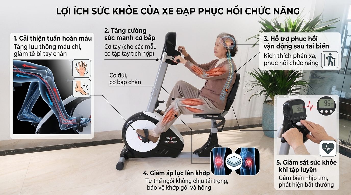 2. Những lợi ích sức khỏe khi sử dụng xe đạp phục hồi chức năng 
