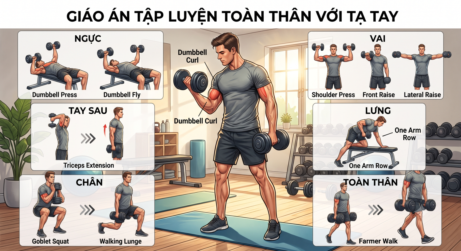 Những bài tập hiệu quả nhất với tạ tay