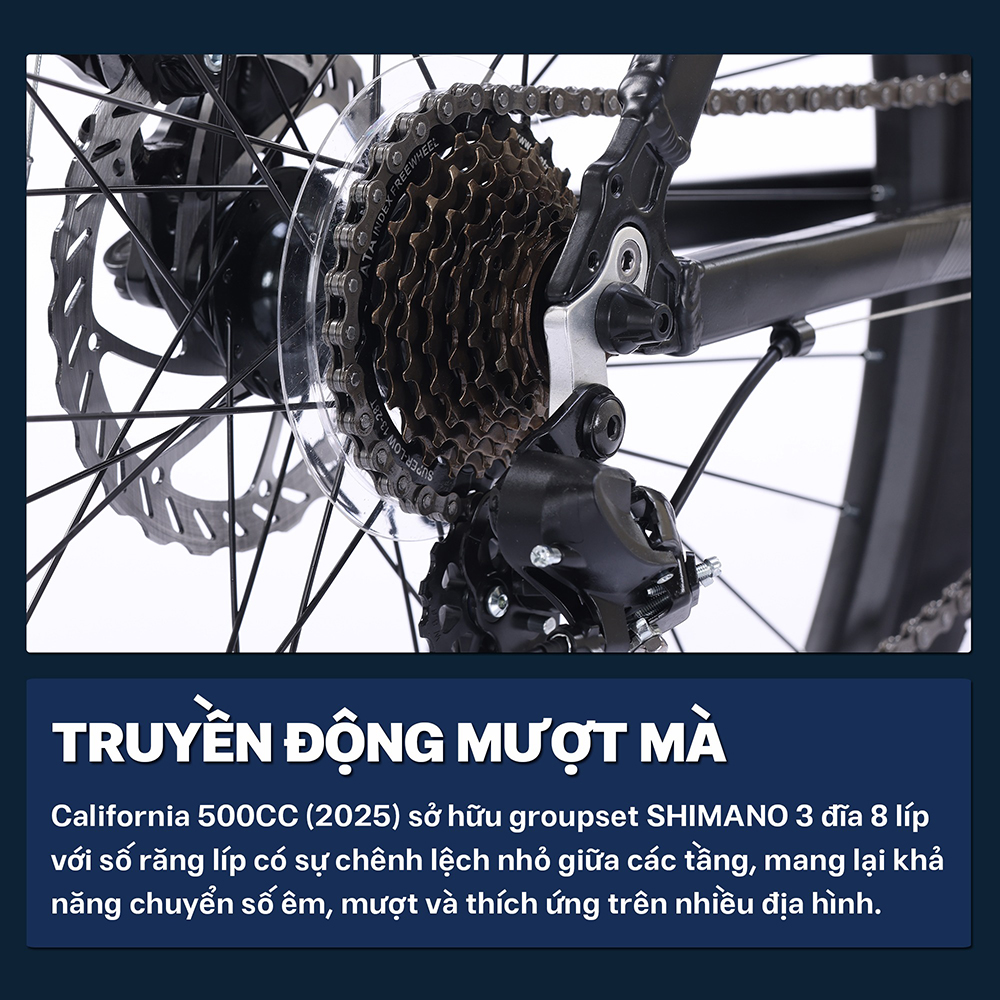 bộ truyền động xe đạp địa hình thể thao California 500CC 2025