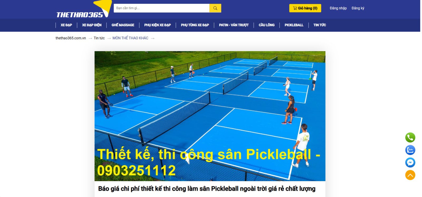  Lựa chọn Thể thao 365 - đơn vị thiết kế thi công sân Pickleball uy tín tại Đà Nẵng