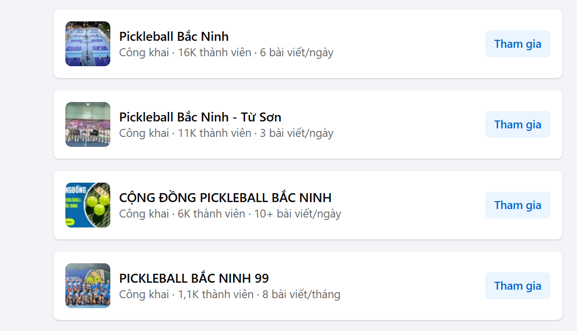 Hội yêu thích Pickleball Bắc Ninh trên mạng xã hội