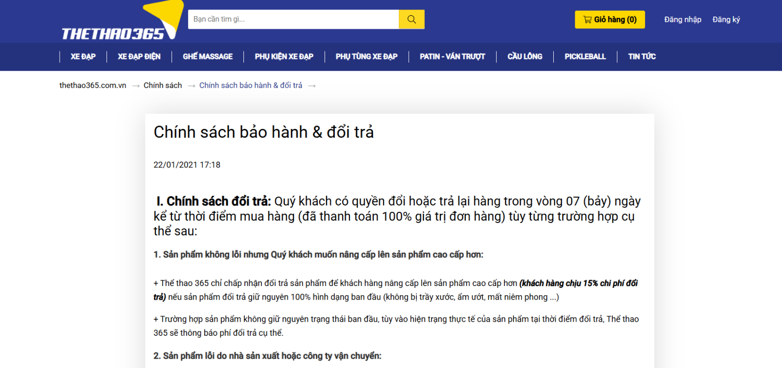 Chính sách bảo hành và đổi trả linh hoạt 