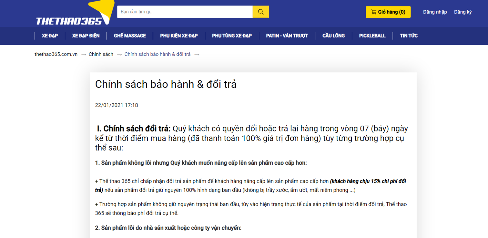 Chính sách bảo hành và đổi trả linh hoạt