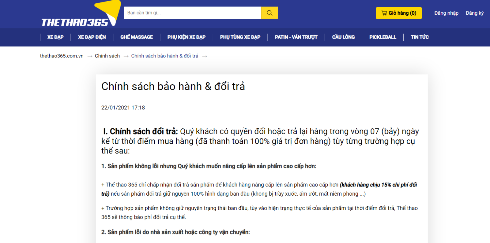 Thể thao 365 - Địa chỉ chính hãng bán đồ thể thao