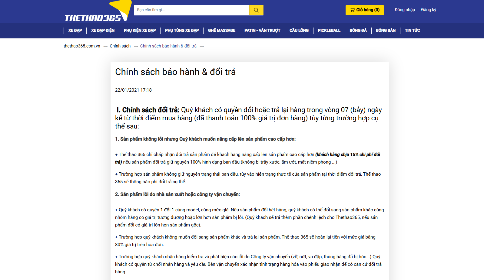 Chính sách đổi trả rõ ràng – hỗ trợ xử lý nhanh