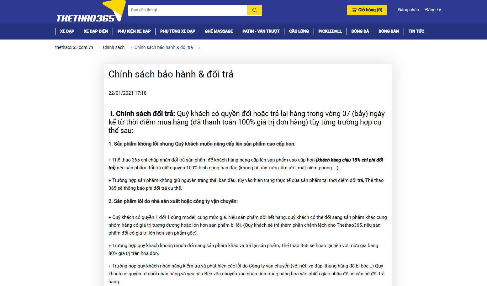 Chính sách bảo hành và đổi trả rõ ràng