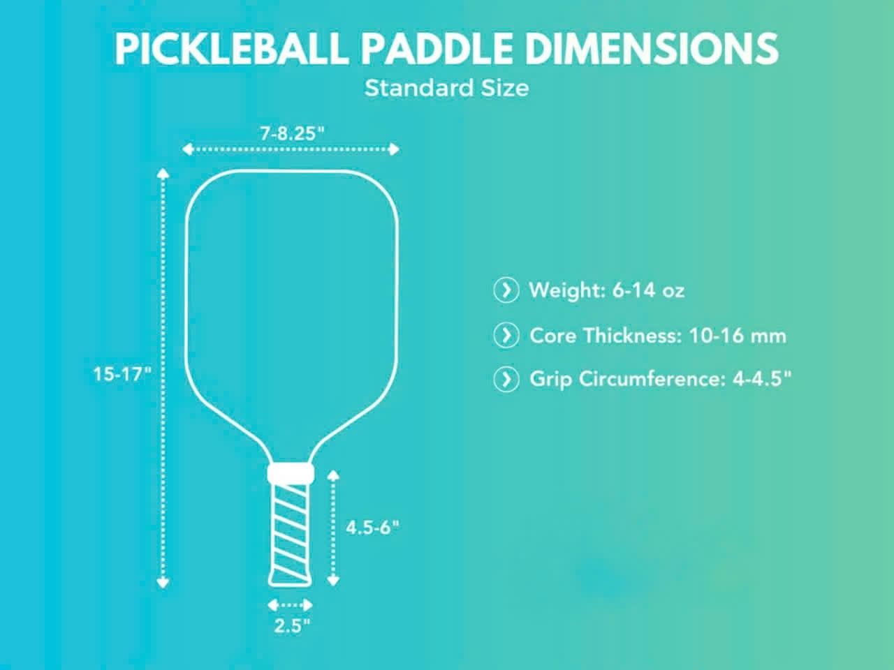 Chiều dài tiêu chuẩn của vợt Pickleball